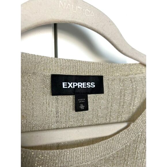 EXPRESS Gold-Tone Ruffle-Sleeve Lightweight Semi-Sheer Sweater Woman's Size XL - Picture 3 of 5